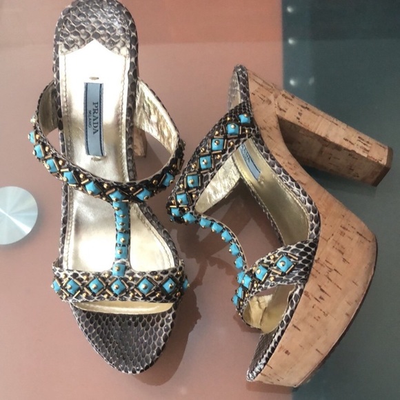 Prada Shoes - 🇺🇸 Prada Platform Sandals w/ Dust Bag - marked 38.5 fits 7.5